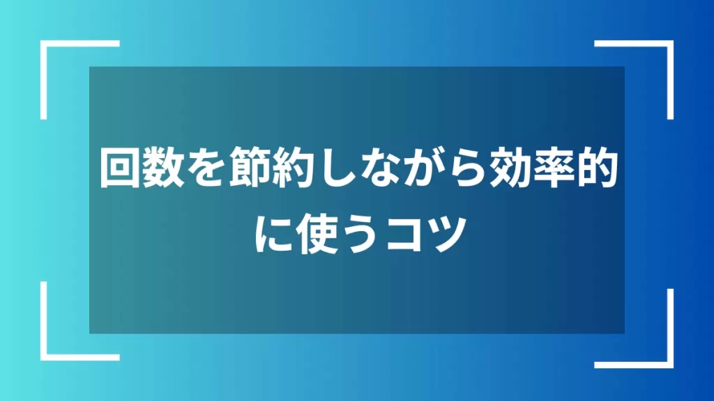 回数を節約しながら効率的に使うコツ
