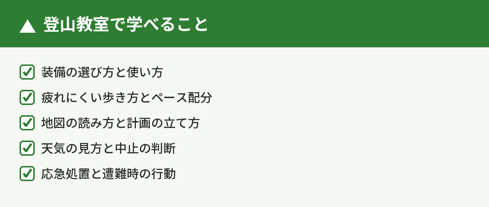 登山教室で学べること