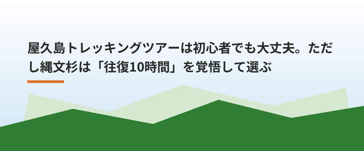 屋久島トレッキングツアーは初心者でも大丈夫。ただし縄文杉は「往復10時間」を覚悟して選ぶ
