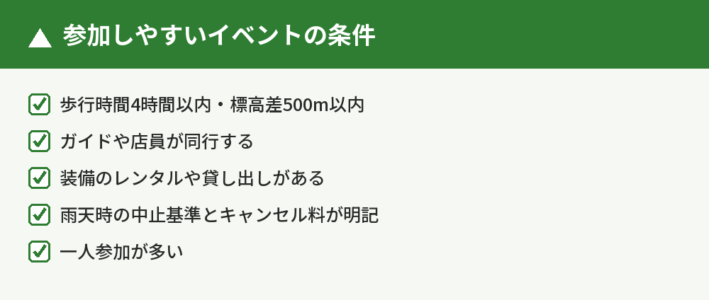 初心者が参加しやすいイベントの見分け方