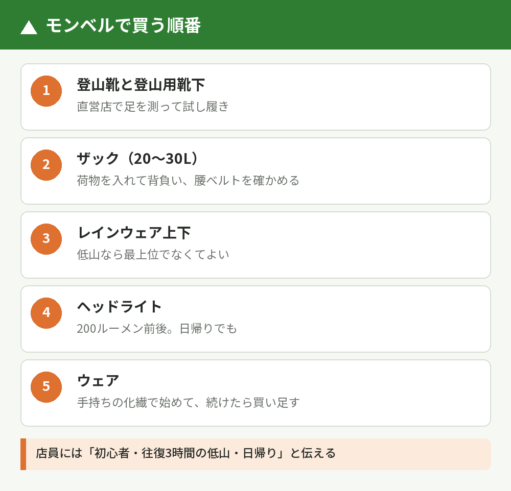 モンベルでの買う順番