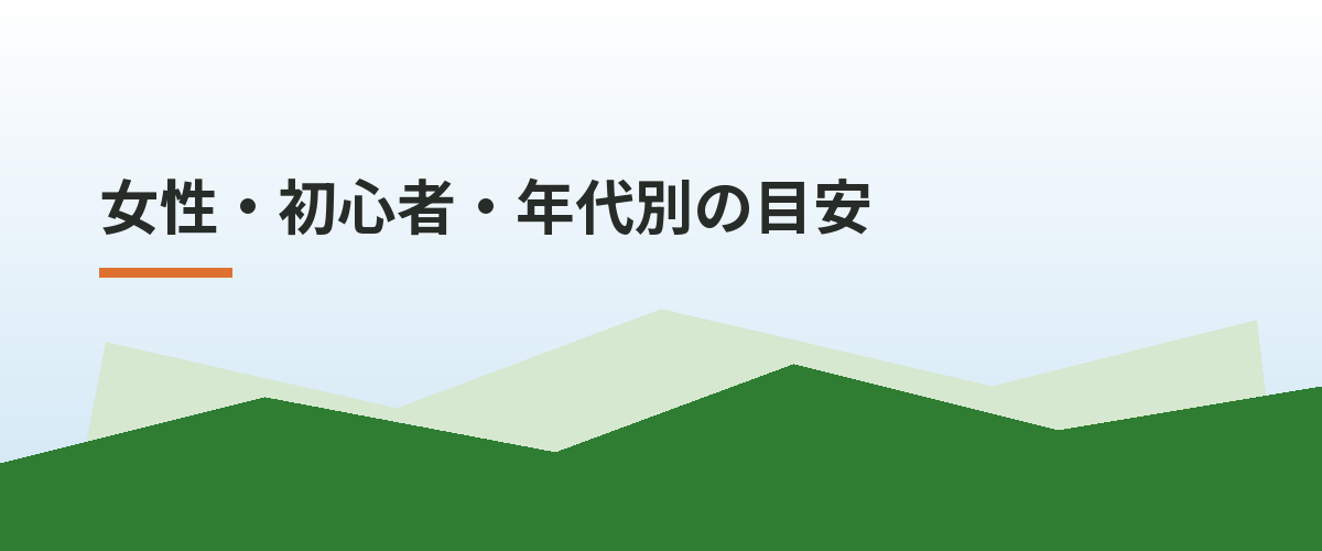 女性・初心者・年代別の目安