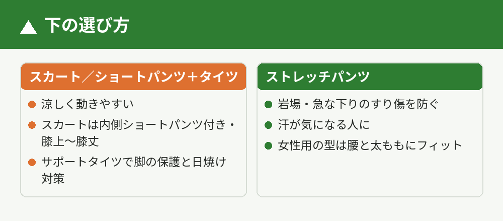 スカート・タイツ・パンツの選び方
