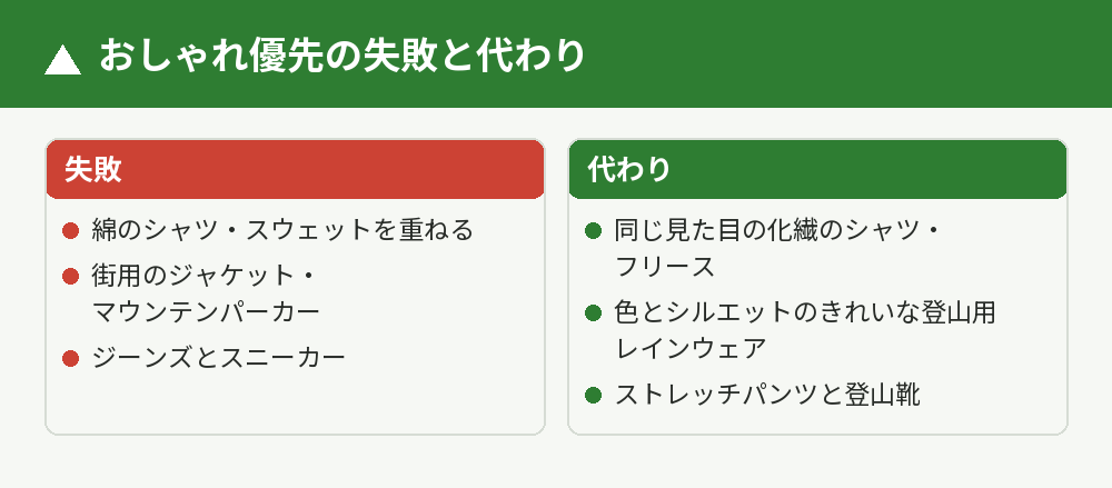 おしゃれ優先の失敗