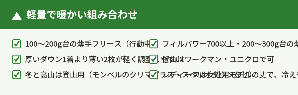 軽量で最強に近い組み合わせ